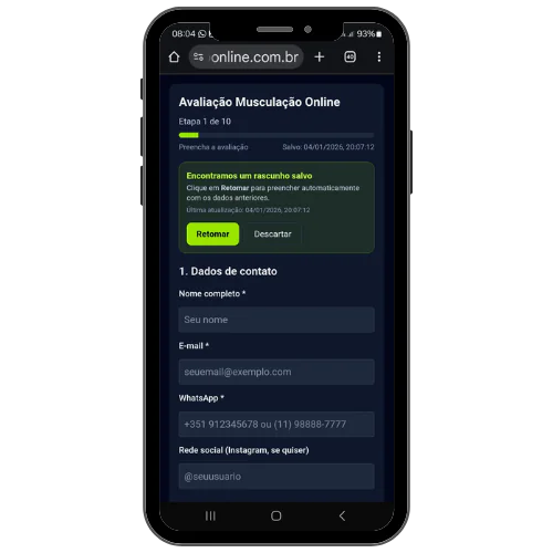 Avaliação no Celular