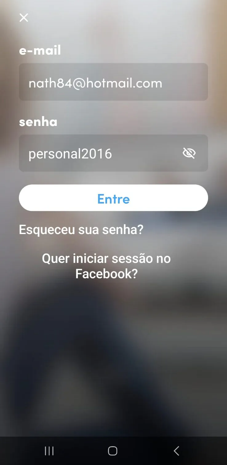 Tela de login do aplicativo